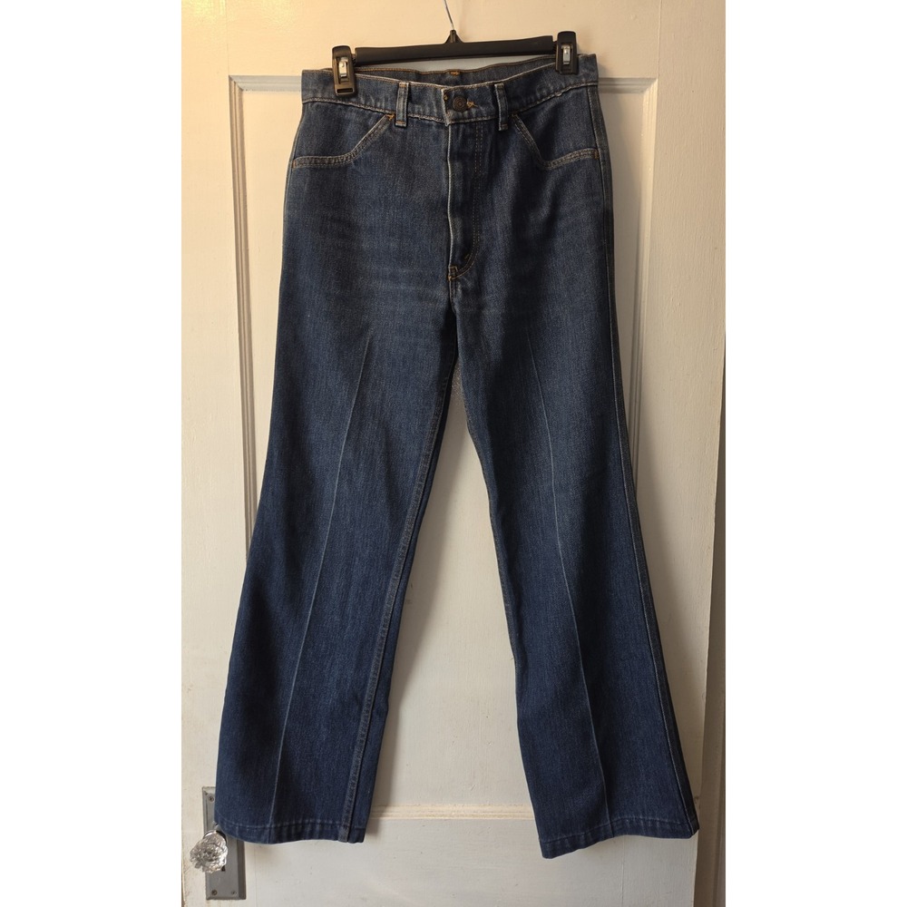 Vintage 70's Women's Levis Wide Leg Round Pocket Talon Orange Tab Metal logo 29